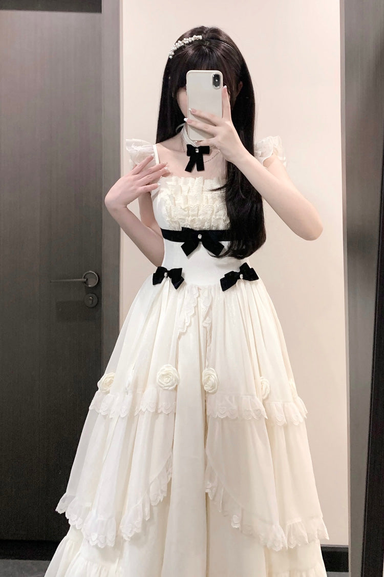 Ivory Free Verse Poetry Ruffle Bowknot Sweet Elegant Princess Lolita Tiered Dress