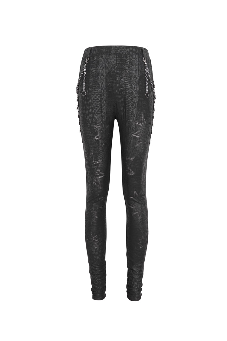 Black Jacquard Print Stitching Lace Women's Punk Pants