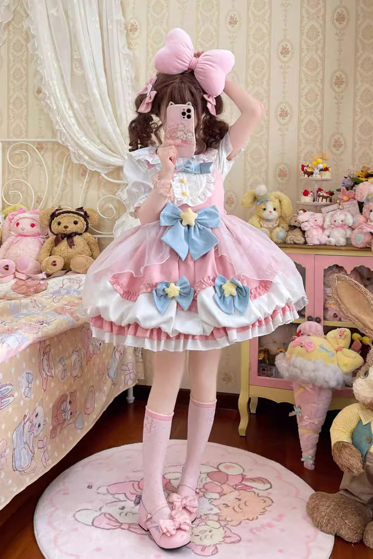 Little Wishing Star Ruffle Bowknot Bud Sweet Lolita Jsk Dress 5 Colors