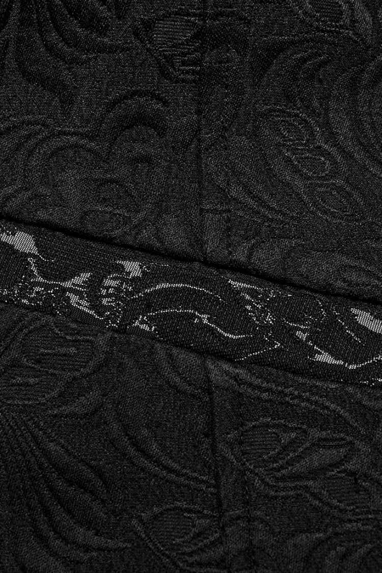 Schwarze Jacquard-Weste mit Reverskragen und schmaler Gothic-Passform für Herren