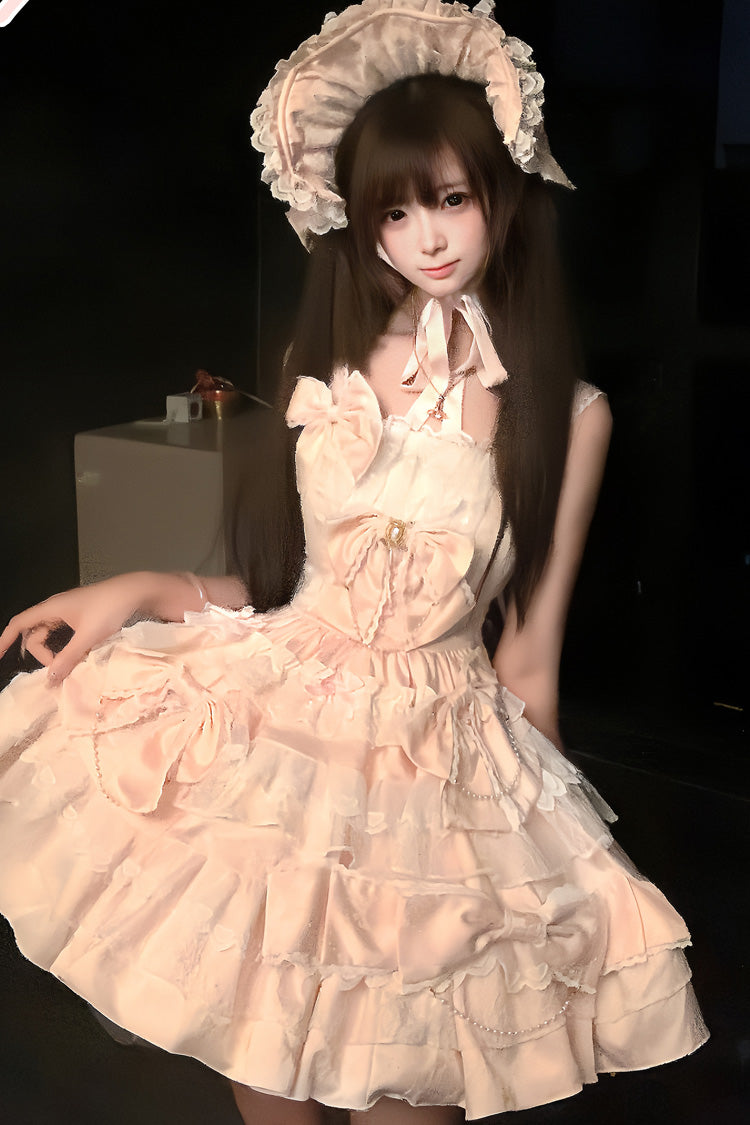 Pink [Sweetheart Doll] Multi-Layered Ruffle Bowknot Lace Sweet Princess Gorgeous Lolita Jsk Dress