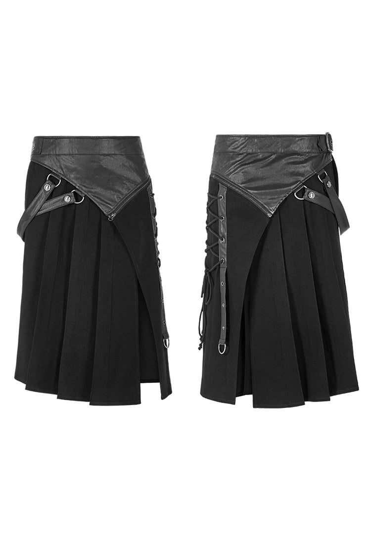 Black Ruffle Irregular Men's Classic Punk Vintage Kilt Skirt