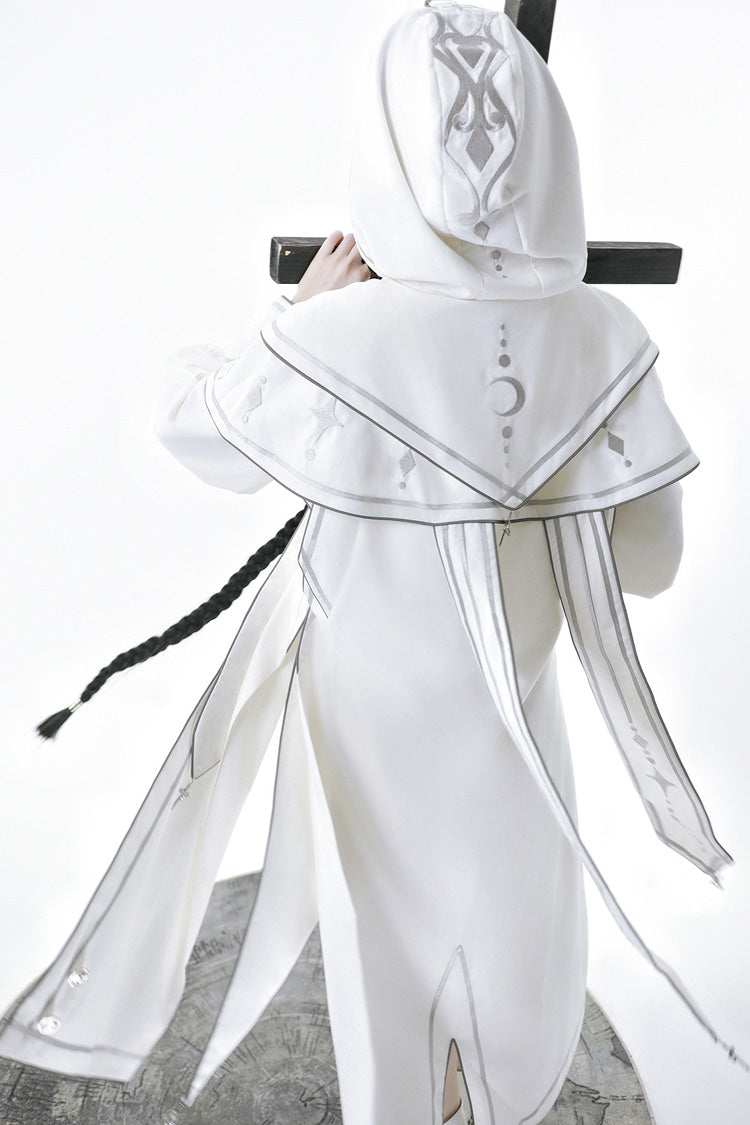 White Bionic Dimension Futuristic Mechanical Style Print Ouji Fashion Lolita Cape