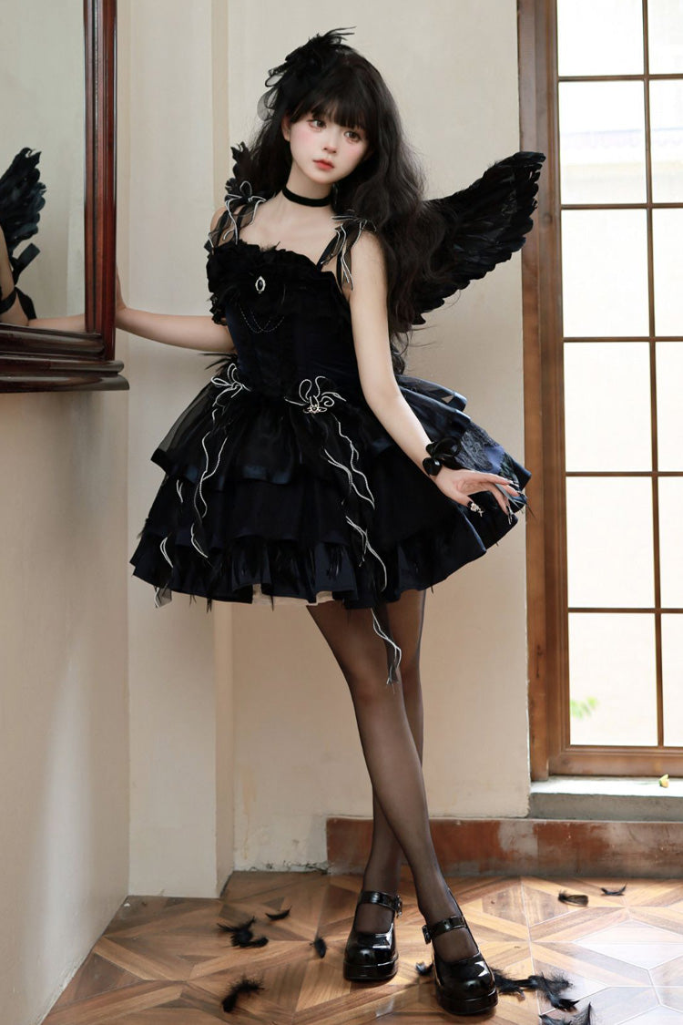 Wings Arrival Multi-layer Ruffle Bowknot Ballet Style Sweet Elegant Lolita Jsk Dress 3 Colors