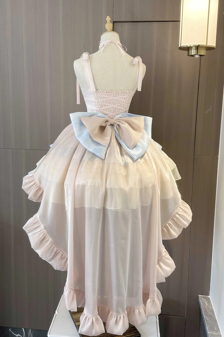 Blue/Pink/Apricot Multi-layer Ruffle Bowknot Sweet Princess Lolita Tiered Dress