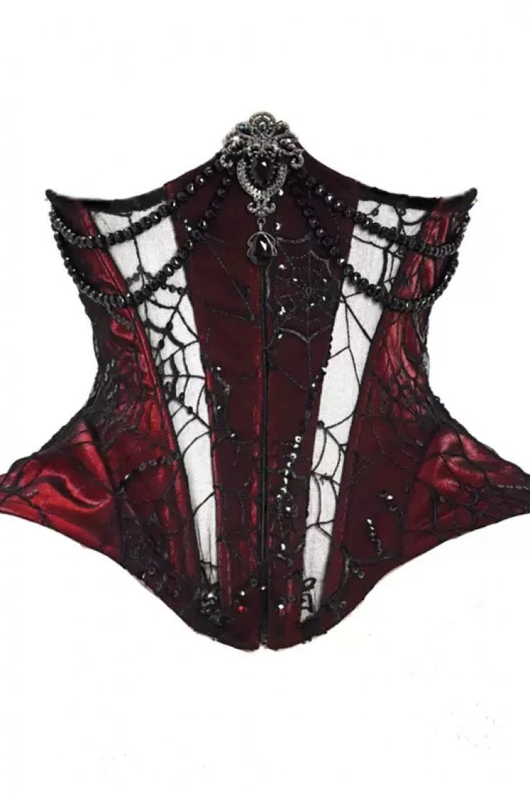 Black/Red Duchess Rococo Fishbone Girdle Multi-layer Ruffle Gothic Lolita Skirt