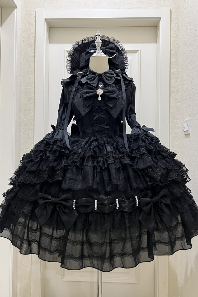 Black [Dream Prologue] Doll Multi-Layered Bowknot Lace Gothic Princess Lolita Dress