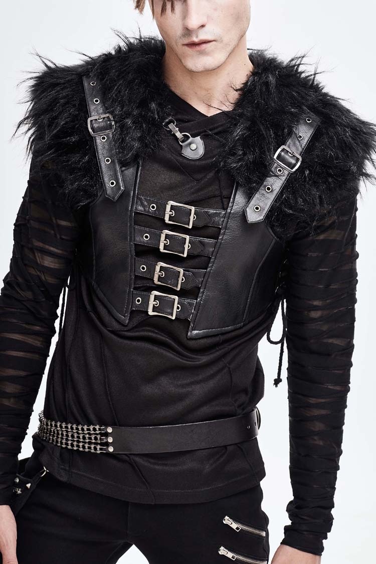 Black Lace-Up Mens Steampunk Vest