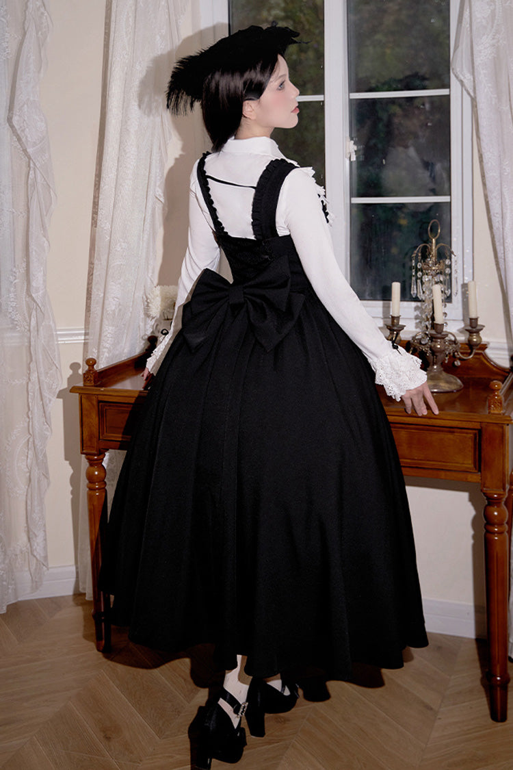 Black [Silent Words] Ruffle Bowknot Classic Lolita Jsk Push-Up Dress