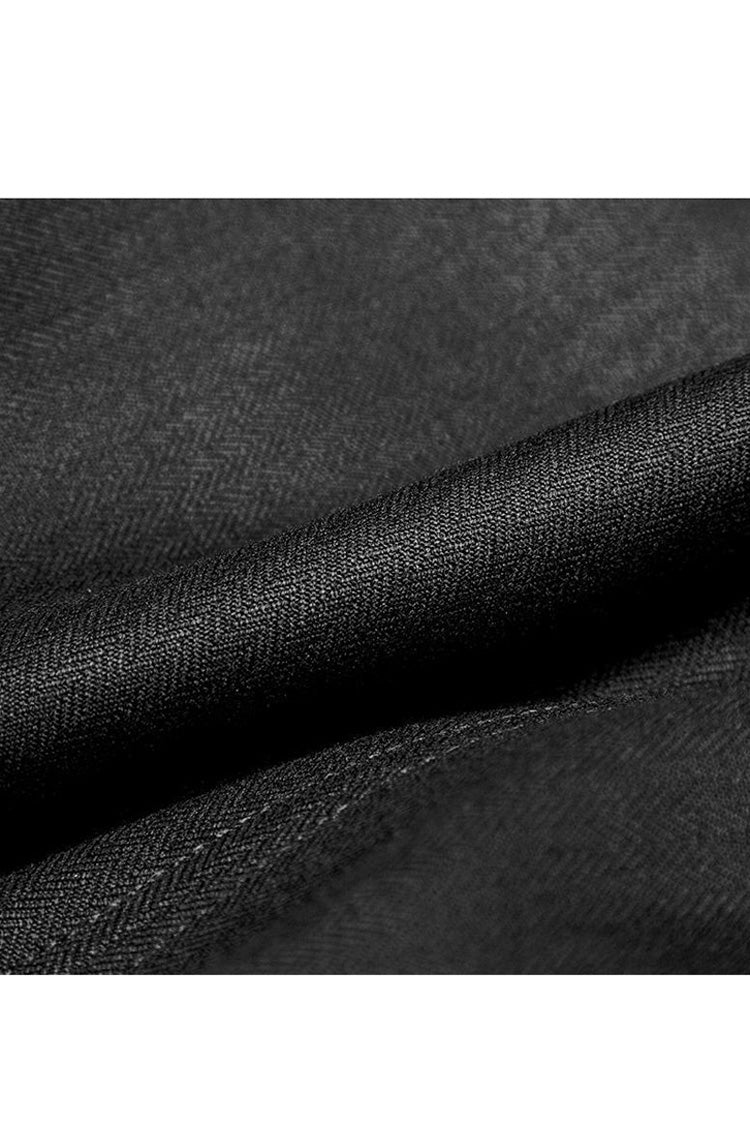 Schwarzer Retro-Vorderbrust-Splice-Jacquard-Metallknopf für Herren, Punk-Fake-Zweiteiler