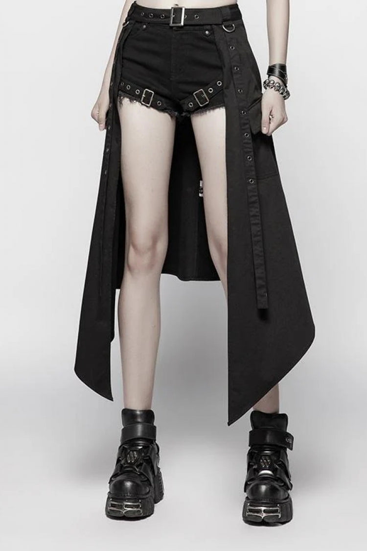 Black Metal Eyelets Detachable Women's Punk Skirt