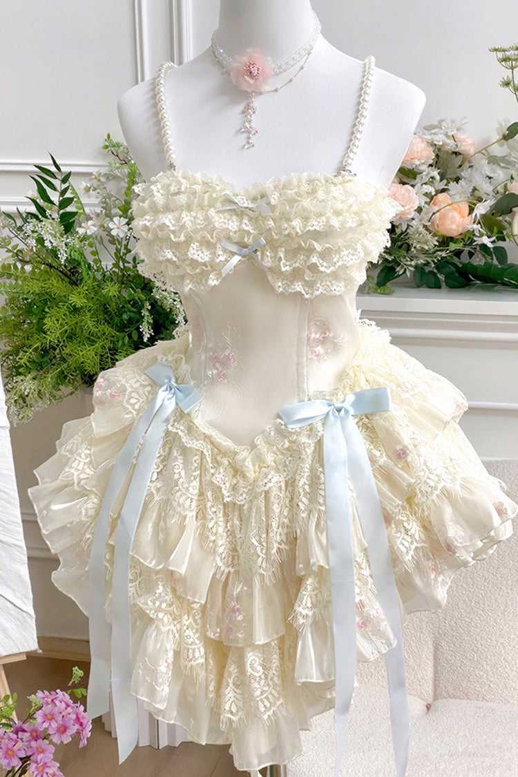 Dream of Love Multi-Layered Ruffle Bowknot Lace Sweet Lolita Dress 2 Colors