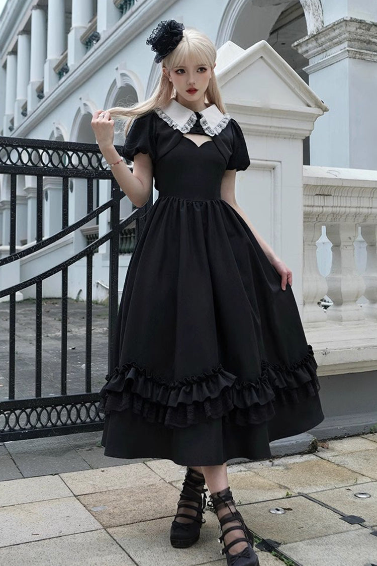 Black Symphony of the Night Solid Color Jacquard Gothic Lolita Jsk Dress