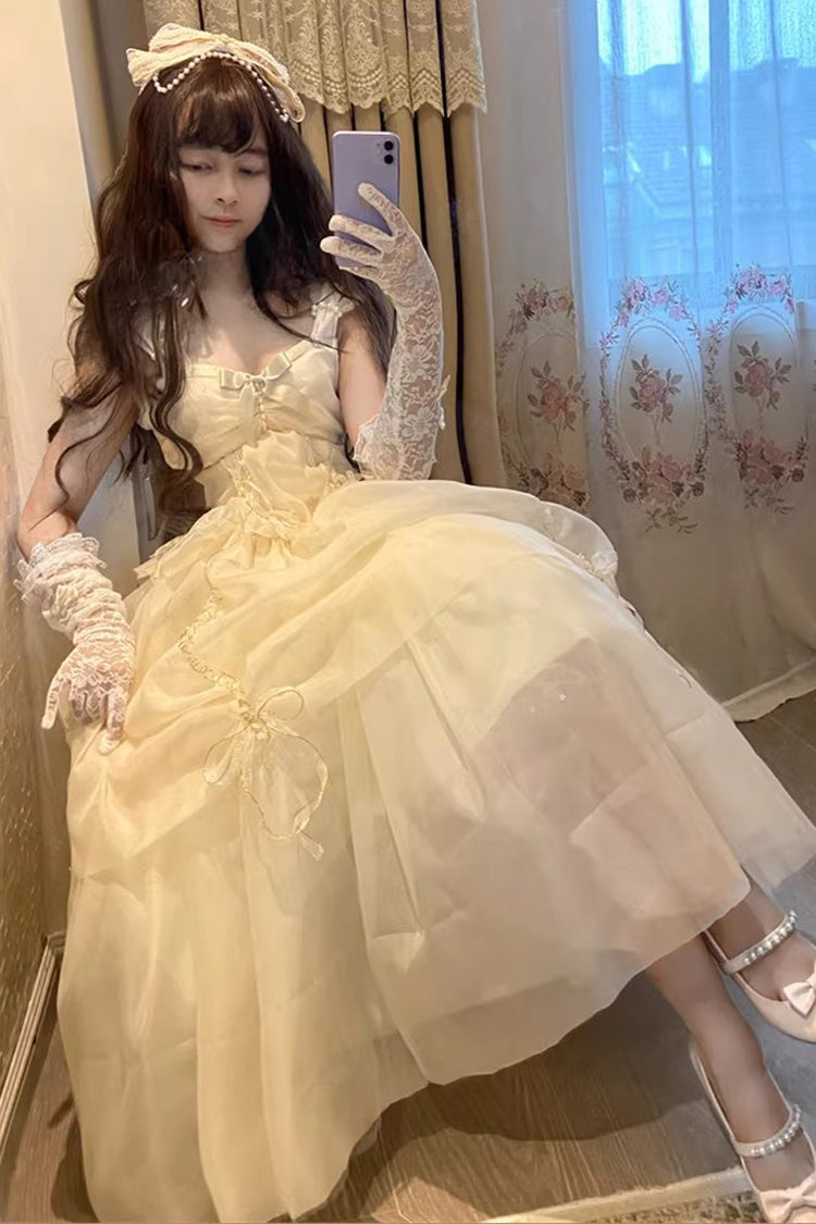 Weiß [Die Schöne und das Biest] Hanayome Bowknot Lace Mesh Süßes Prinzessin Lolita Jsk Kleid