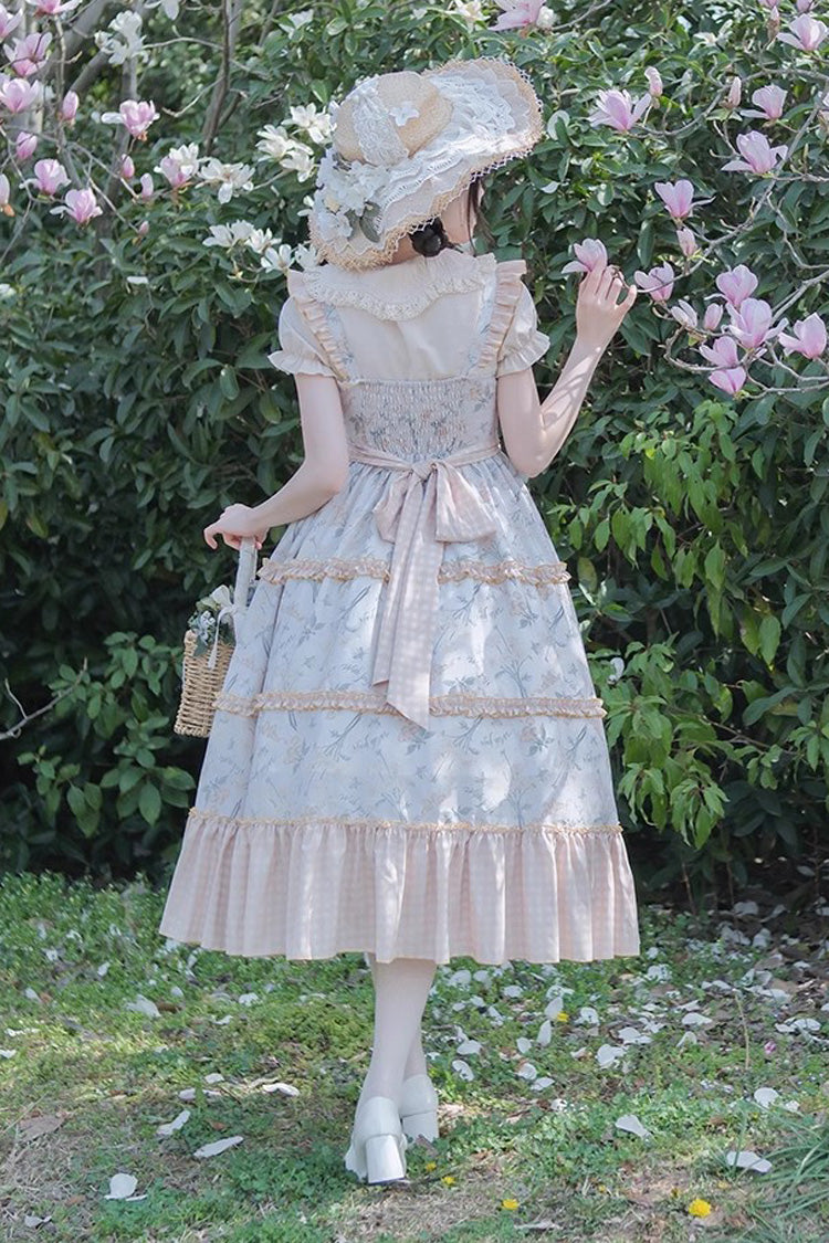 Multi-Color Midsummer Print Ruffle Embroidery Sweet Lolita Jsk Dress