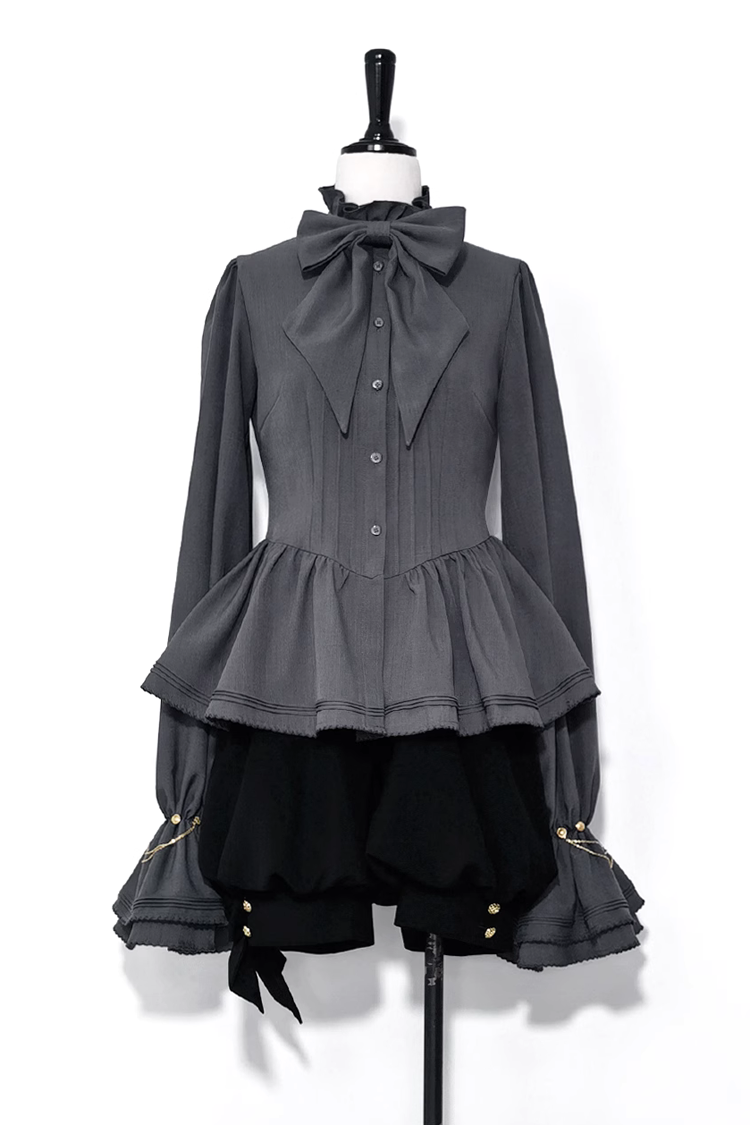 Gray Retro Cute Cool Ouji Fashion Lolita Blouse