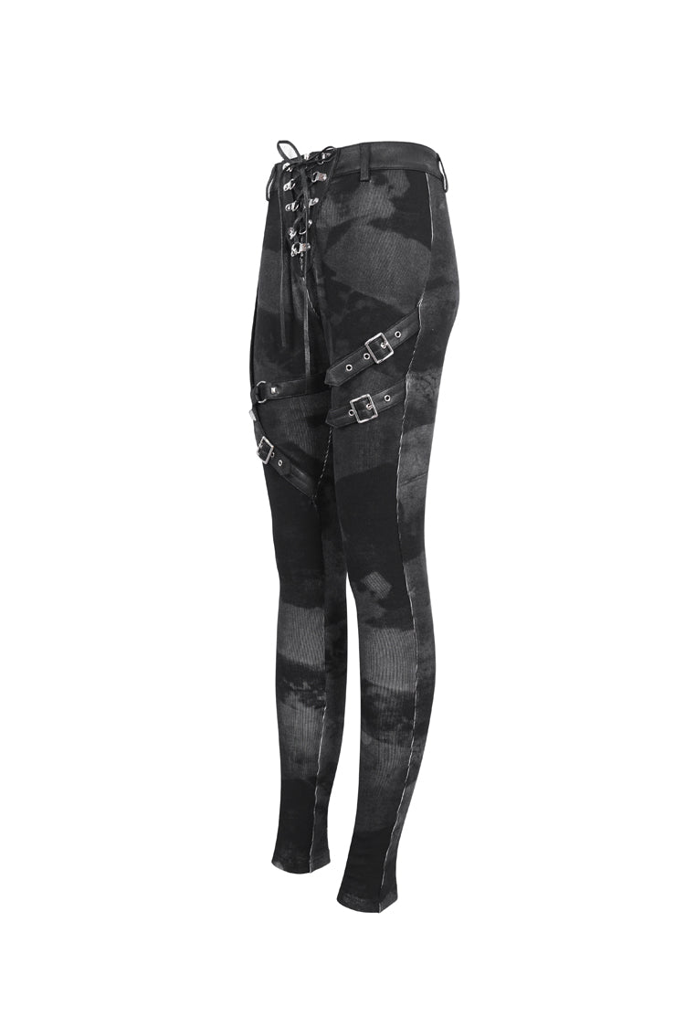 Black High Waisted Print Women's Punk Pants