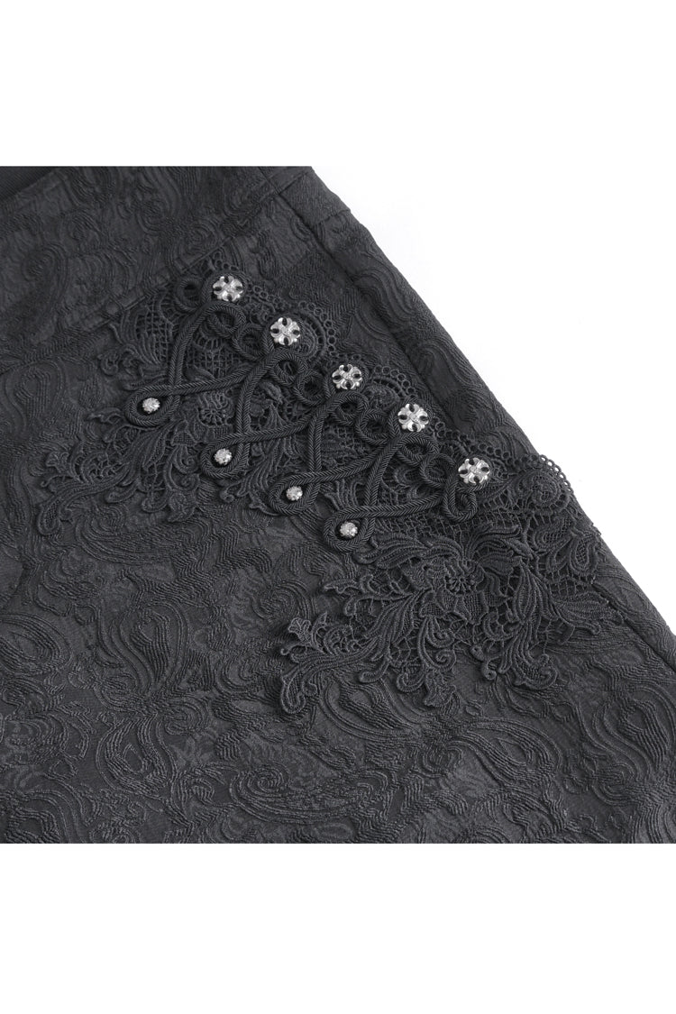 Black Jacquard Embroidery Men's Gothic Pants