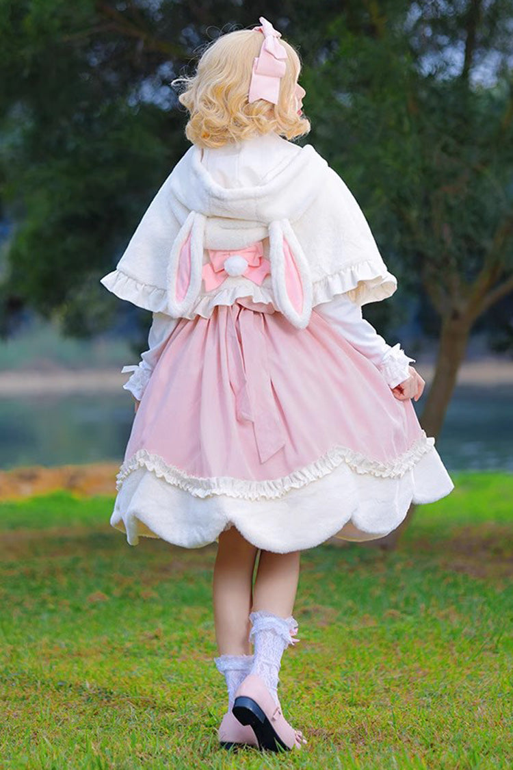 Rosa Hirsch Druck Stickerei Bowknot Prinzessin Herbst Winter süße Lolita JSK Kleid