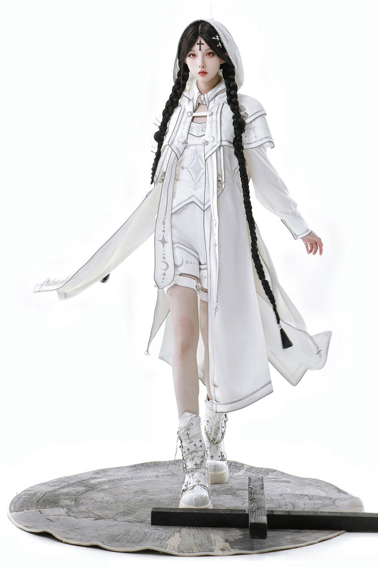 White Bionic Dimension Futuristic Mechanical Style Print Ouji Fashion Lolita Shorts