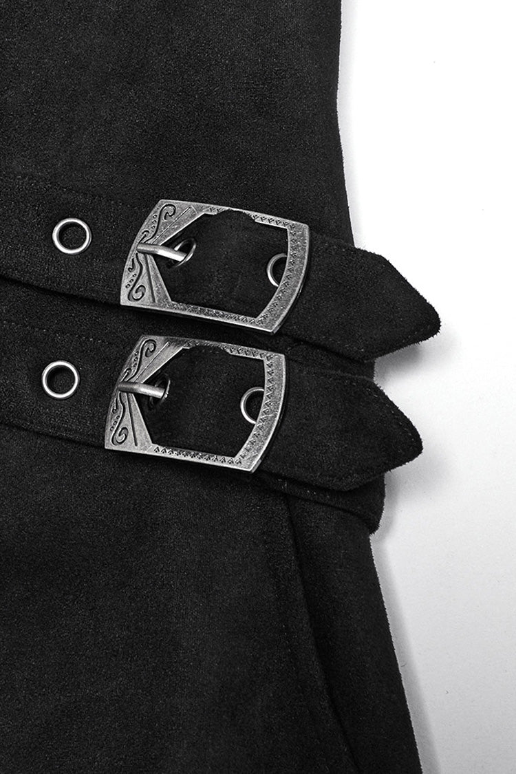 Black Long Sleeves Buckle Eyelets Men's Gothic Jacket