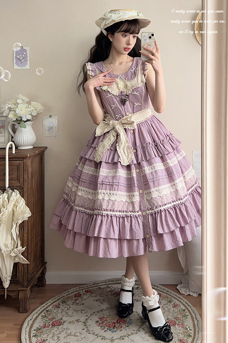 Purple Wind Bell Multi-Layered Cardigan Lace Sweet Elegant Lolita Dress