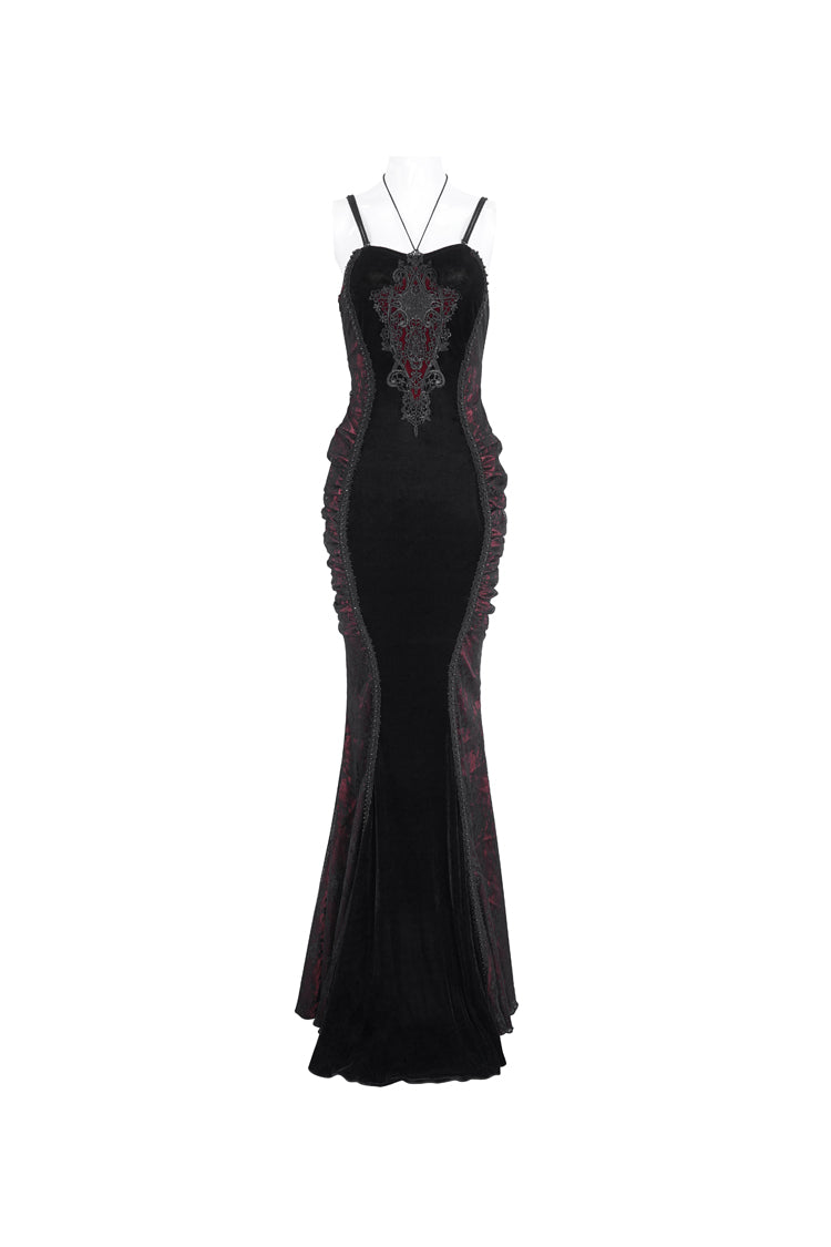 Black/Red High Waisted Embroidery Women's Gothic Dress