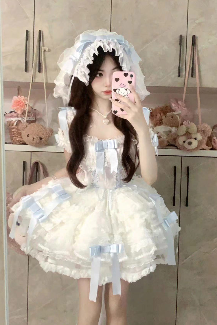 Love Song Multi-Layered Ruffle Hanayome Bowknot Lace Sweet Princess Lolita Jsk Dress 3 Colors