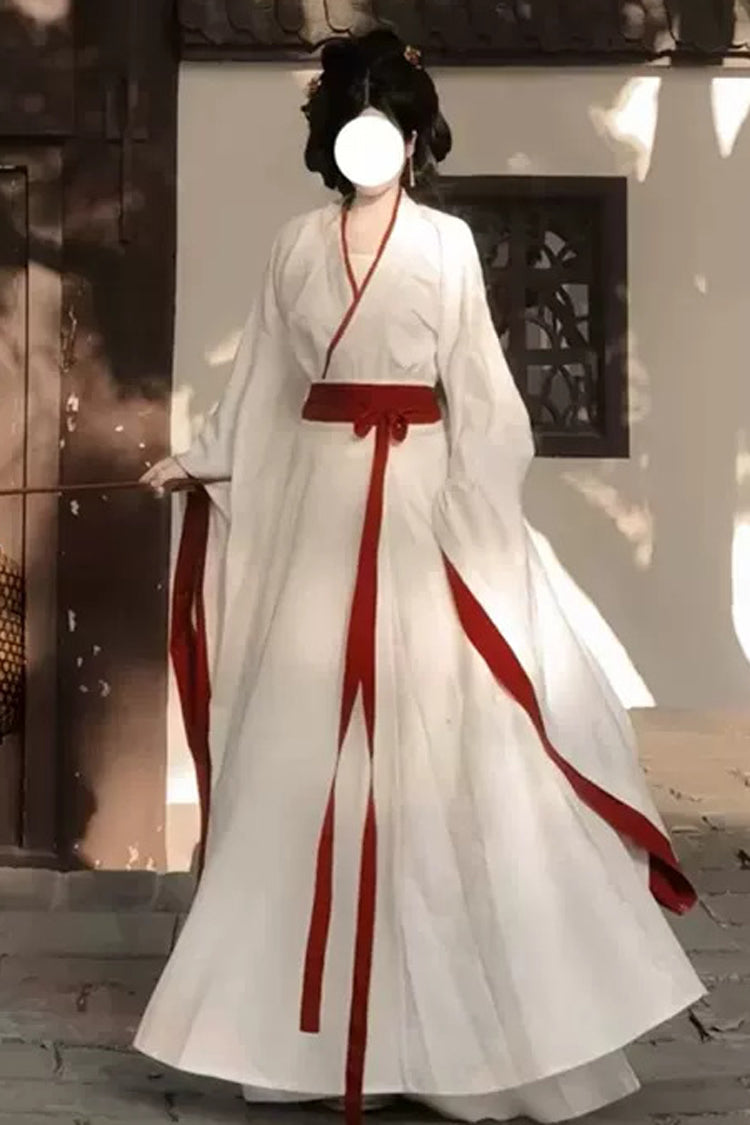 White High Waisted Women's Daily Sweet Hanfu Dress