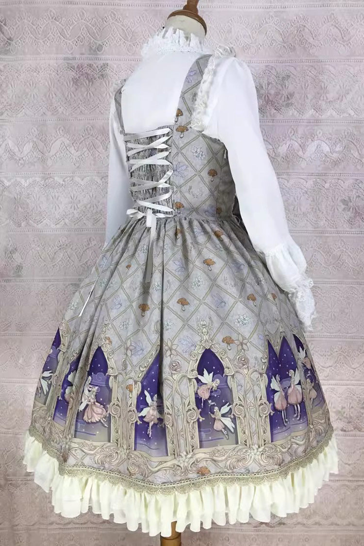 Süßes Lolita-JSK-Kleid mit Rüschen und Schleife im Dream Elf-Print in 6 Farben