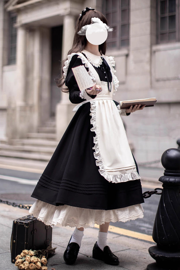 Black [Angelina] Doll Collar Long Sleeves Ruffle Bowknot Classic Vintage Elegant Lolita Dress