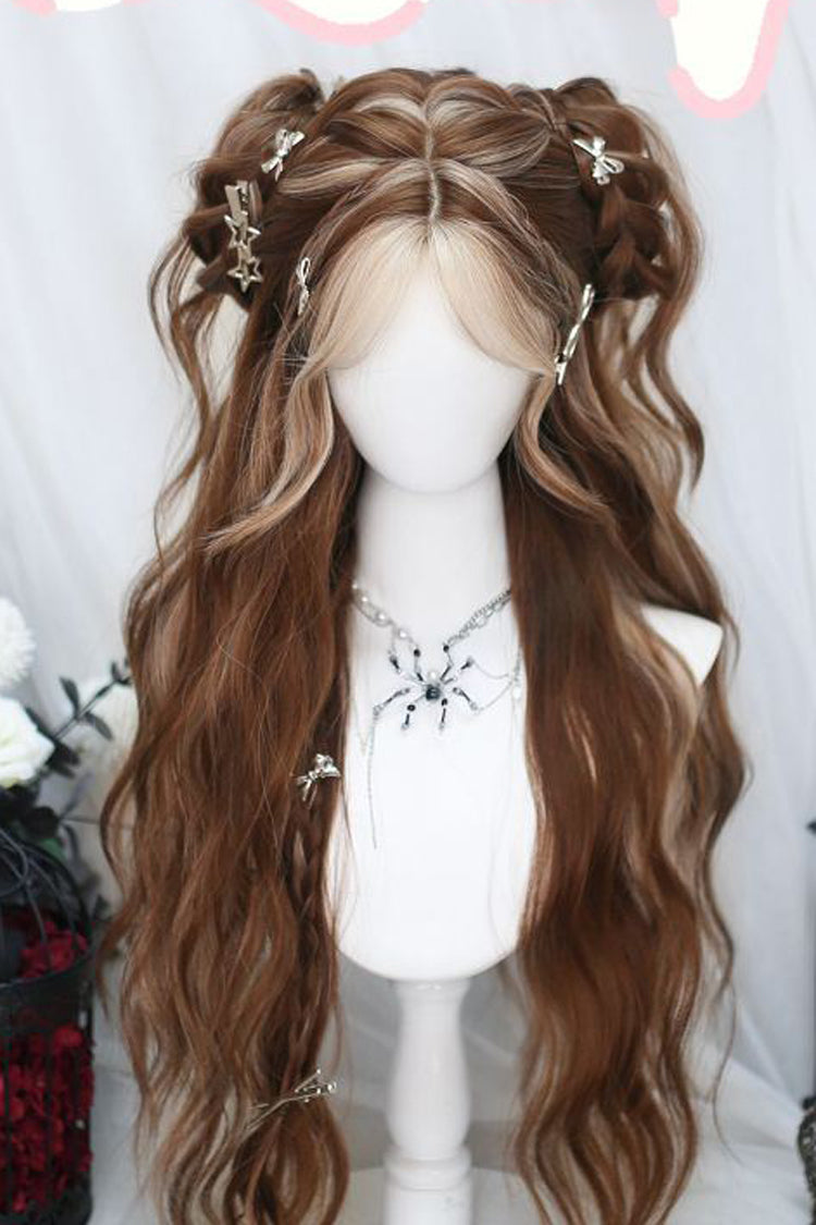 Brown Pick Dye Sweet Long Curly Lolita Wigs