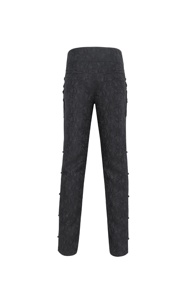 Black Jacquard Embroidery Men's Gothic Pants