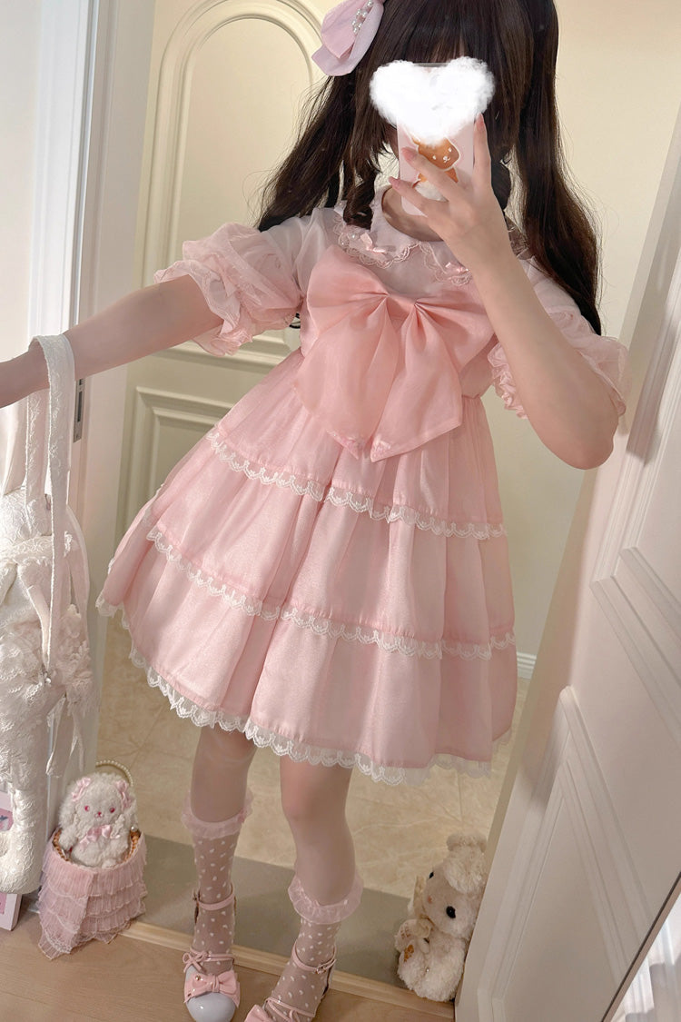 Seaside Pearls High Waisted Multi-layer Bowknot Sweet Lolita Jsk Dress 2 Colors