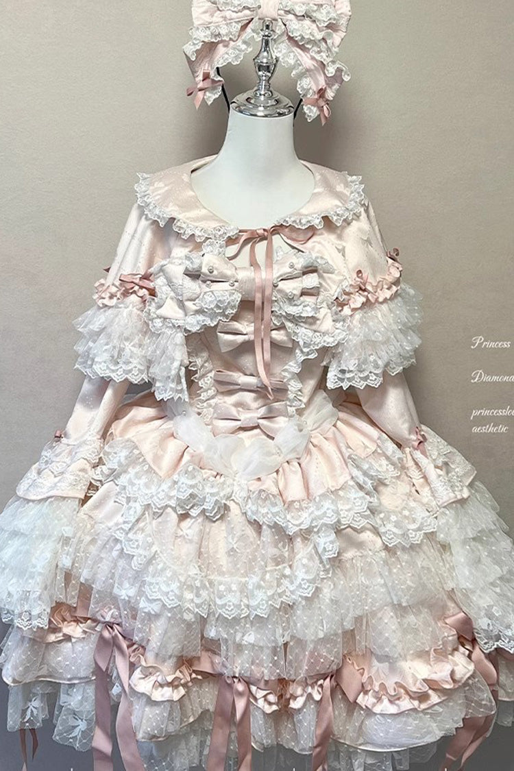 [Girl Doll] Multi-Layered Ruffle Bowknot Lace Sweet Princess Lolita Jsk Dress