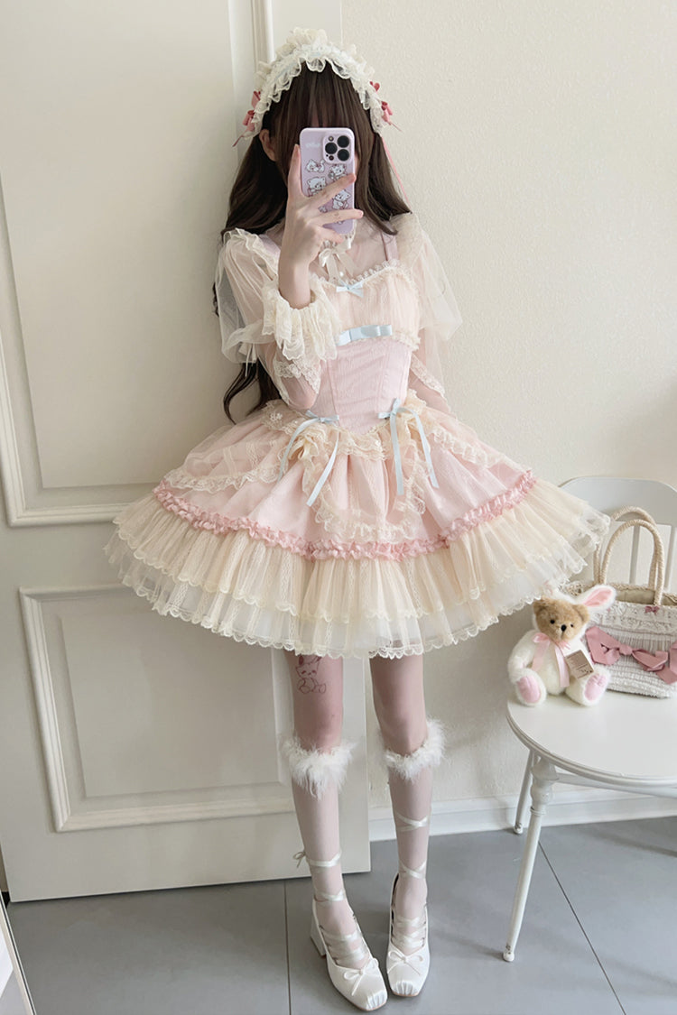 [Blumensaison] Süßes Lolita-Ballettkleid mit Schleife und Spitze in 4 Farben