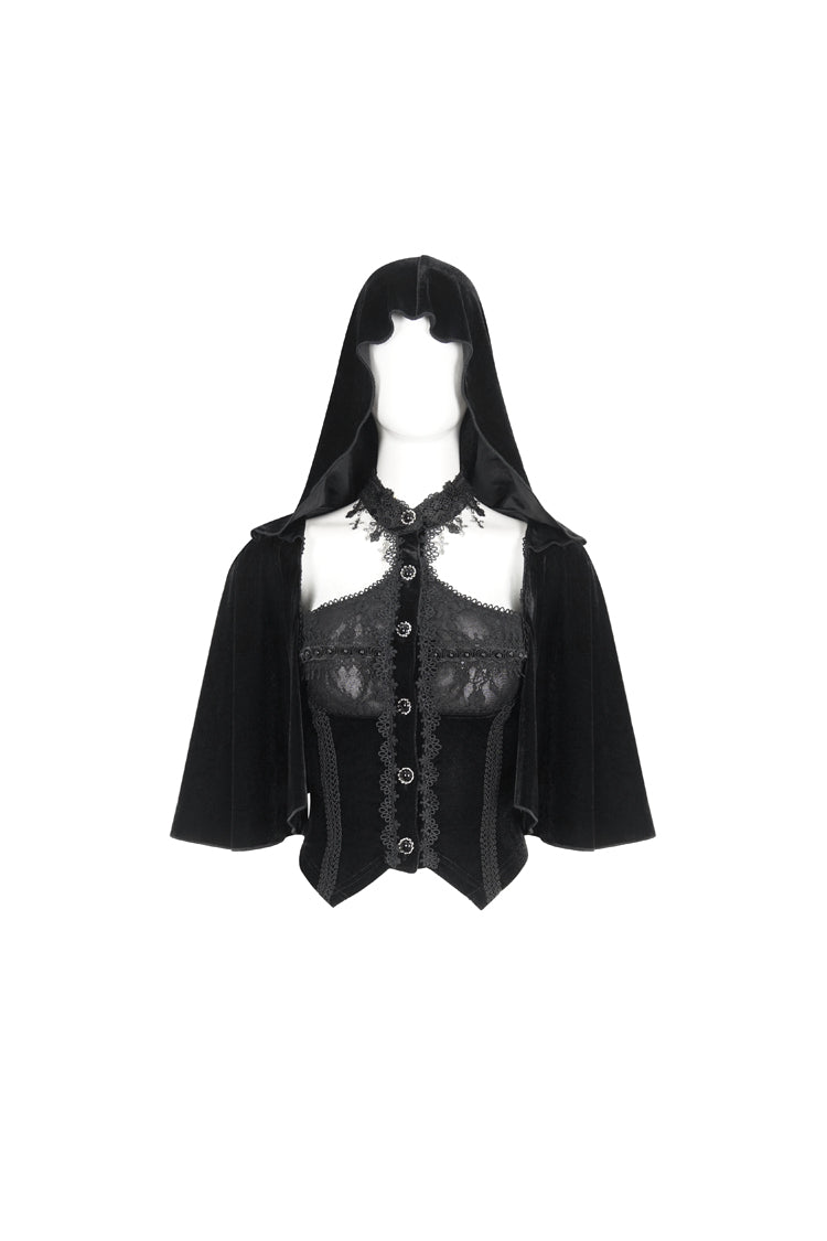 Black Stitching Lace Hooded Women's Gothic Cloak