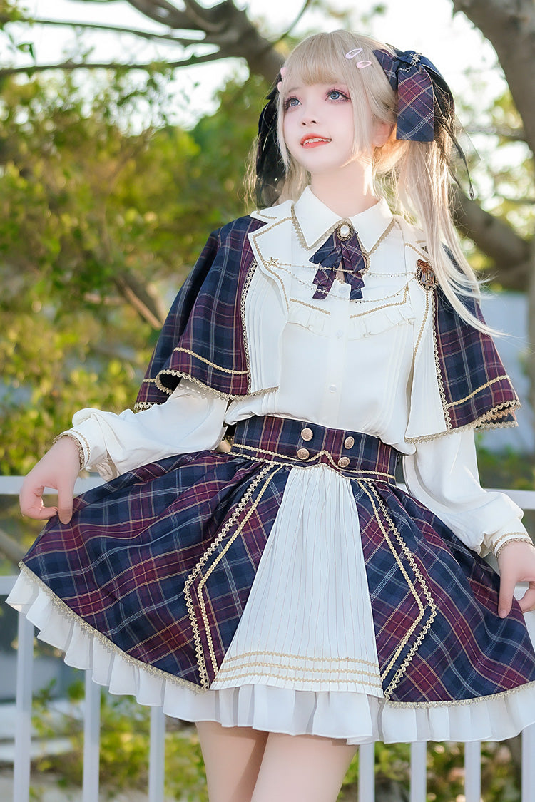 Little Idol Multi-Color Plaid Print Ruffle Sweet Lolita Skirt