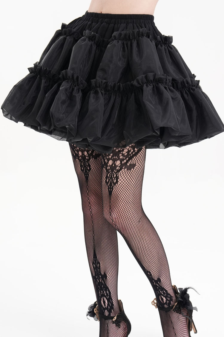 Black Bubble Ruffle Mesh Women's Gothic Skirt