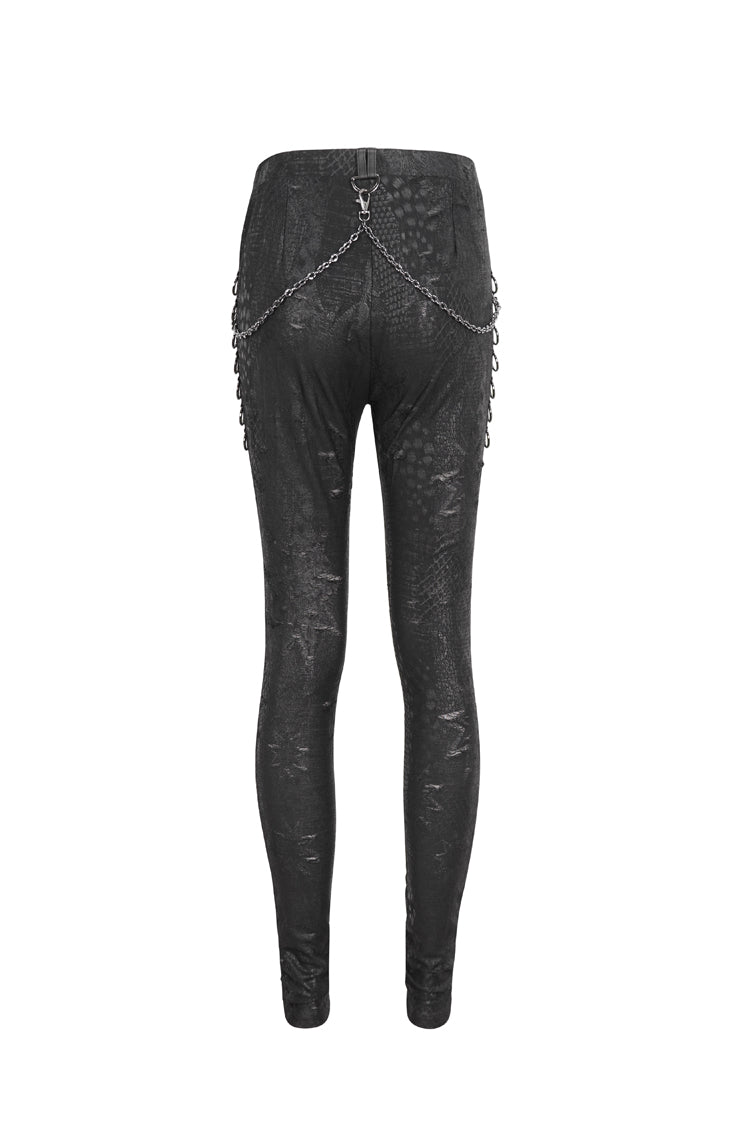 Black Jacquard Print Stitching Lace Women's Punk Pants