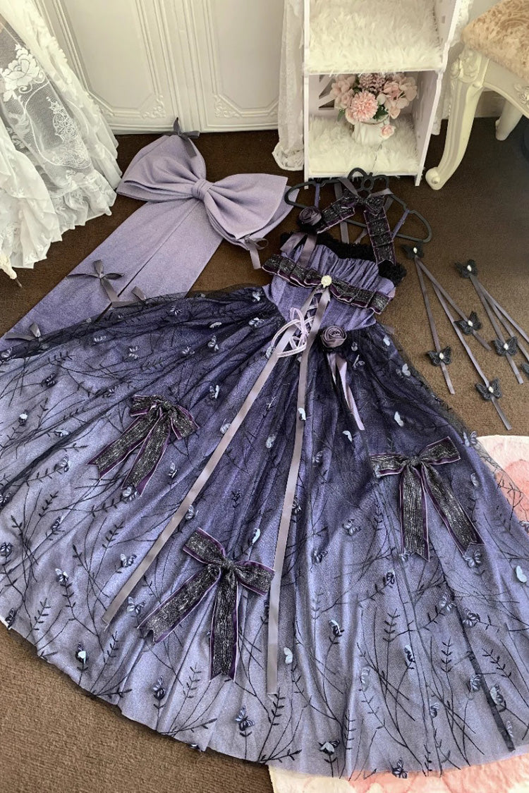 Purple [Starry Night Solo] Ruffle Hanayome Embroidery Bowknot Lace Sweet Gorgeous Lolita Jsk Dress