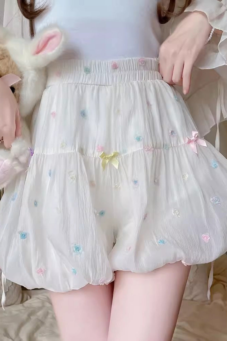 White Sugar Beans Bowknot Bud Sweet Lolita Leggings