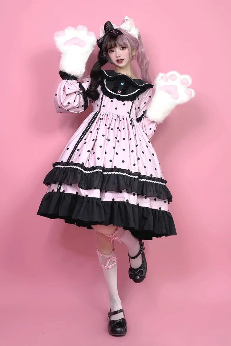 Toffee Bobo Long Sleeves Double Layer Print Ruffle Sweet Lolita Dress 2 Colors