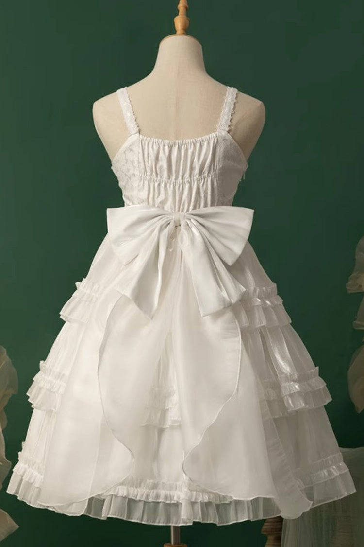 White Star Gauze Romance Multi-layer Ruffle Bowknot Sweet Elegant Princess Lolita Jsk Dress