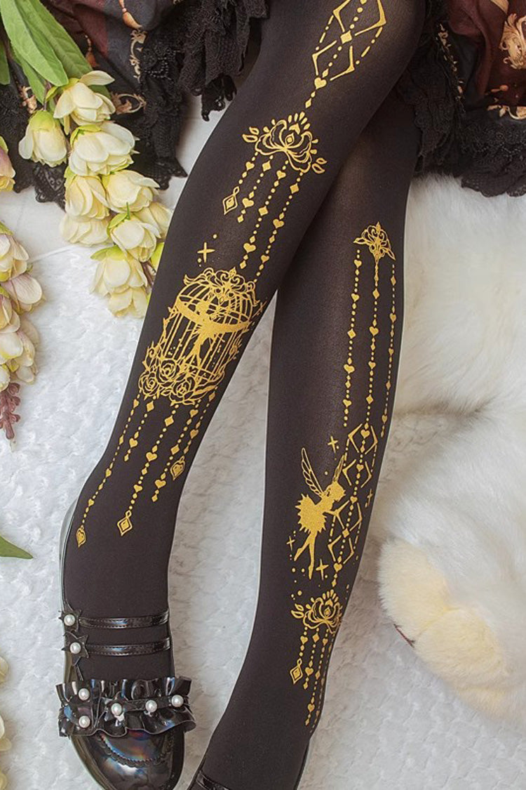 Black Hot Stamping Print Sweet Lolita Pantyhose 13 Styles