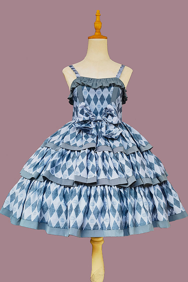 Stripe Print [Cloth Cat] Triple-Layered Ruffle Bowknot Sweet Lolita Dress 4 Colors