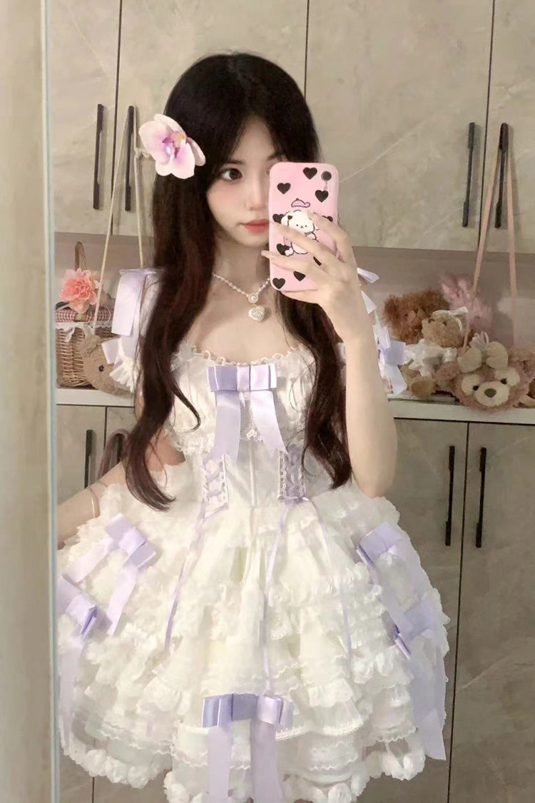 Love Song Multi-Layered Ruffle Hanayome Bowknot Lace Sweet Princess Lolita Jsk Dress 3 Colors