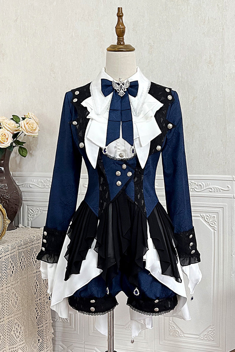 Blau [Chris Son of Evil] Langärmliger unregelmäßiger Prinz Hübscher Ouji Lolita Mantel