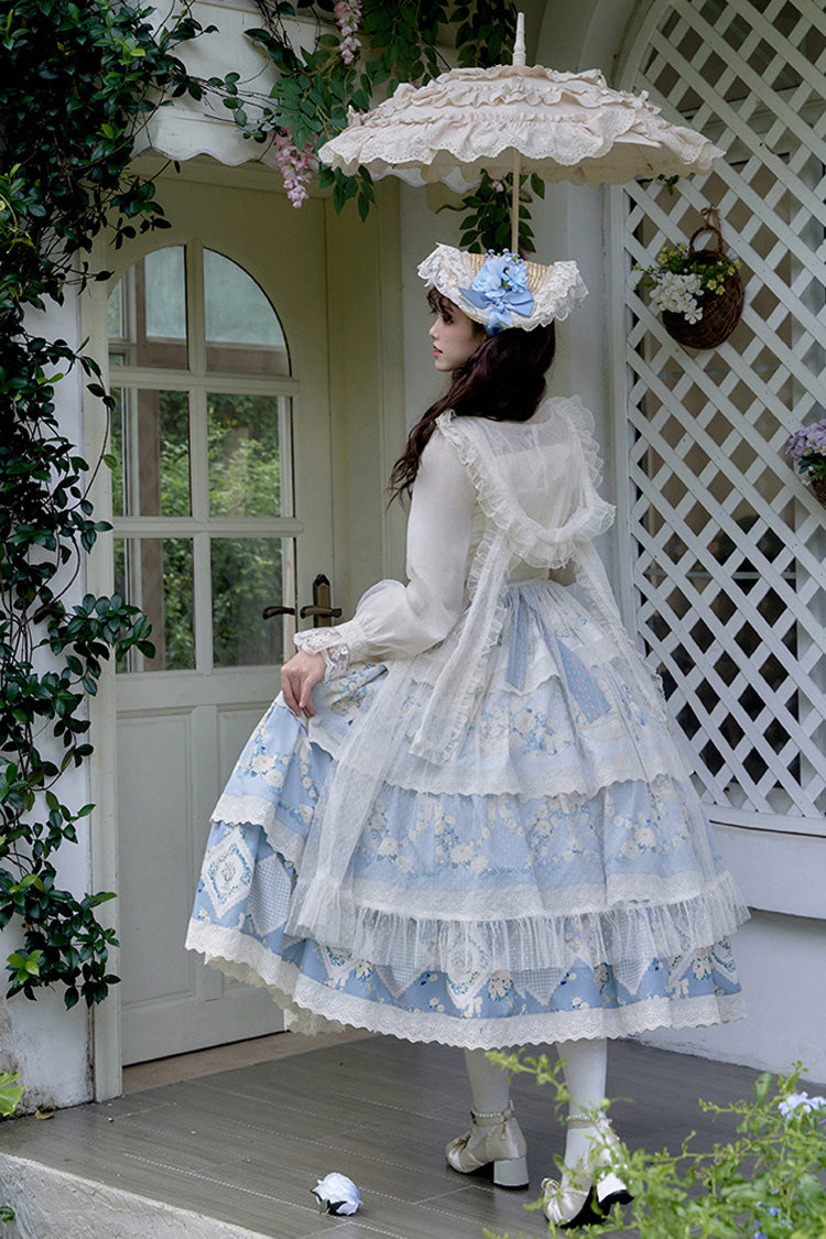 Letters and Poetry Multi-Layered Pastoral Style Print Embroidery Sweet Princess Lolita Jsk Dress 2 Colors