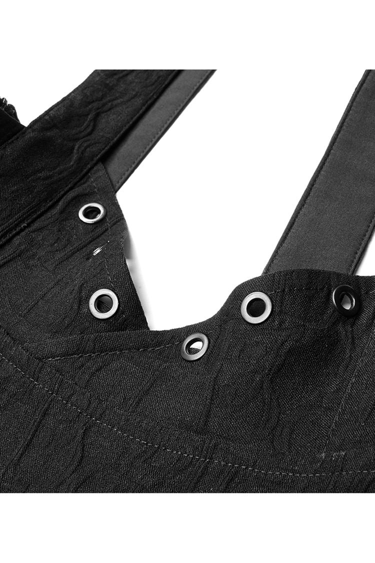 Black Future Series Metal Buttonhole Decoration Collect Waist Swing Hem Cat Ear Women's Gothic Skirt